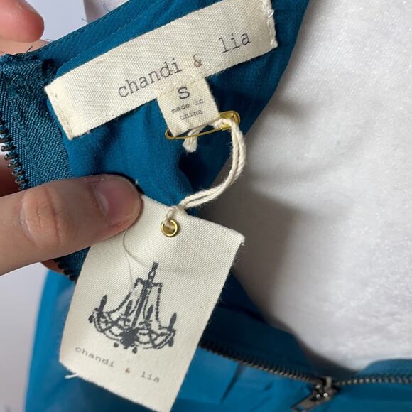 NWT chandi and lia teal blue sheer top - Picture 5 of 8